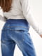 Сині джинси для вагітних фасону boyfriend з широкою трикотажною резинкою на живіт | 6865714 | фото 5