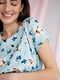Блакитна принтована сукня під резинку для вагітних  та годуючих мам з секретом для годування | 6865804 | фото 3