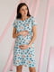 Блакитна принтована сукня під резинку для вагітних  та годуючих мам з секретом для годування | 6865804 | фото 5