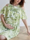 Бавовняна сукня салатового кольору вільного крою для вагітних з принтом | 6865807 | фото 3