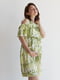 Бавовняна сукня салатового кольору вільного крою для вагітних з принтом | 6865807 | фото 4