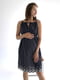 Темно-синя сукня в горошок на бретелях  з прошвою по низу для вагітних та годуючих мам | 6865818 | фото 2