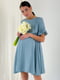 Бавовняна сукня вільна з секретом годування сіро-блакитна | 6865861 | фото 3