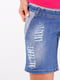 Сині джинсові шорти з потертостями для вагітних  на м'якій резинці  | 6865917 | фото 5