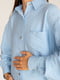 Блакитна сорочка на гудзиках з натуральної бавовняної "жатки" | 6865959 | фото 3