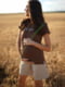 Трикотажні шорти для вагітних з поясною резинкою під животик бежеві | 6865966 | фото 2