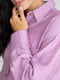 Бавовняна оверсайз сорочка бузкового кольору на гудзиках для вагітних та годуючих мам | 6865968 | фото 2