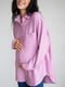 Бавовняна оверсайз сорочка бузкового кольору на гудзиках для вагітних та годуючих мам | 6865968 | фото 4