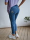 Сині джинси-бойфренди для вагітних з м'якою широкою резинкою під животик | 6865975 | фото 6