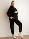 Чорний костюм на флісі для вагітних та годуючих мам: худі з секретом годування, джогери з високим трикотажним животом | 6865987 | фото 5