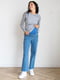 Прямі сині джинси для вагітних з трикотажним бандажем | 6865992 | фото 5