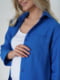 Синій костюм з бавовни жатки для вагітних: сорочка, шорти | 6866062 | фото 2
