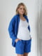 Синій костюм з бавовни жатки для вагітних: сорочка, шорти | 6866062 | фото 4
