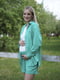 Льняний бірюзовий костюм для вагітних: сорочка, шорти | 6866064 | фото 3