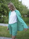 Льняний бірюзовий костюм для вагітних: сорочка, шорти | 6866064 | фото 4