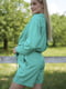 Льняний бірюзовий костюм для вагітних: сорочка, шорти | 6866064 | фото 6