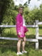 Льняний рожевий костюм для вагітних: сорочка, шорти | 6866065 | фото 2