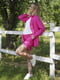 Льняний рожевий костюм для вагітних: сорочка, шорти | 6866065 | фото 4