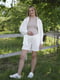 Льняний  костюм для вагітних молочного кольору: сорочка, шорти | 6866066 | фото 2