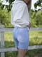 Блакитні джинсові шорти для вагітних з м'якою резинкою під животик | 6866067 | фото 2