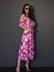 Малинова квіткова сукня-халат з воланами | 6871691 | фото 2