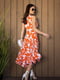 Помаранчева квіткова сукня без рукавів | 6871699 | фото 3