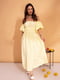 Жовта лляна сукня з рукавами-буфами | 6871705