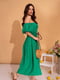 Зелена лляна сукня з рукавами-буфами | 6871706 | фото 2