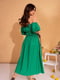 Зелена лляна сукня з рукавами-буфами | 6871706 | фото 3