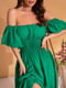 Зелена лляна сукня з рукавами-буфами | 6871706 | фото 4
