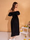 Чорна лляна сукня з рукавами-буфами | 6871707 | фото 3