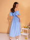 Блакитна лляна сукня з рукавами-буфами | 6871709 | фото 3