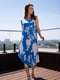 Біло-блакитна бавовняна сукня вільного крою | 6871760