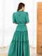 Довга сукня із зеленої бавовни з рюшами | 6871766 | фото 3