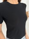 Чорна однотонна еластична футболка у рубчик | 6871815 | фото 4