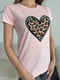 Рожева бавовняна футболка з леопардовим принтом | 6871830 | фото 4