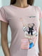 Рожева бавовняна футболка з молодіжним малюнком | 6871838 | фото 4