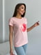 Рожева бавовняна футболка з квітковим малюнком | 6871852 | фото 2