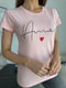 Рожева бавовняна футболка з написом | 6871858 | фото 4