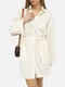 Сукня-сорочка молочна на ґудзика з поясом | 6871947 | фото 4