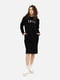 Трикотажна чорна сукня-худі з написом | 6871965 | фото 2