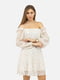 Шифонова сукня вільного крою молочна з принтом | 6872016