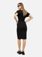 Чорна сукня-футляр з коротким рукавом та розрізом | 6872027 | фото 2
