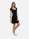 Трикотажна чорна міні-сукня в рубчик | 6872078