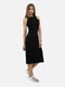 Приталена чорна сукня-міді в рубчик | 6872079 | фото 3