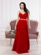 Сукня ошатна червона з поясом | 6506567 | фото 2