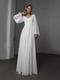 Біла шифонова сукня-максі А-силуету з довгими рукавами-ліхтариками | 6873911 | фото 2