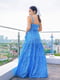 Синя довга сукня з кишенями | 6873937 | фото 2