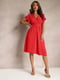 Елегантна червона сукня міді з рукавами-метеликами | 6873946