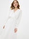 Белое шелковое платье-миди с длинными рукавами | 6873948 | фото 2